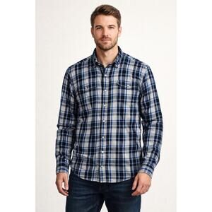 Under Armour MEDIUM Loose Fit Blue Plaid Button Down Shirt AllSeasonGear